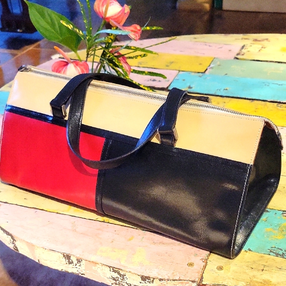 KATE SPADE VINTAGE Colorblock Leather Handbag